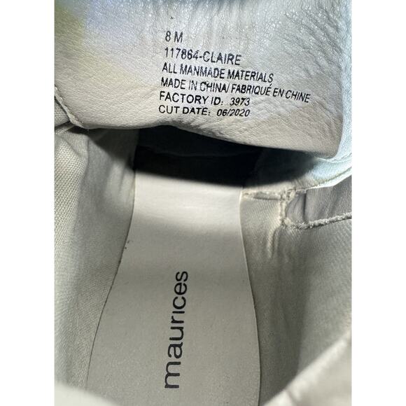 Maurices Claire Gray Wedge Ankle Booties Womens Sz 8 Faux Suede Knit Collar - Picture 5 of 6